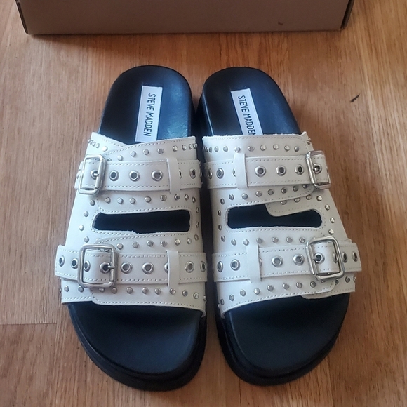 Steve Madden Malek Bone Womans Slides, Size 7 NWB - Picture 2 of 10